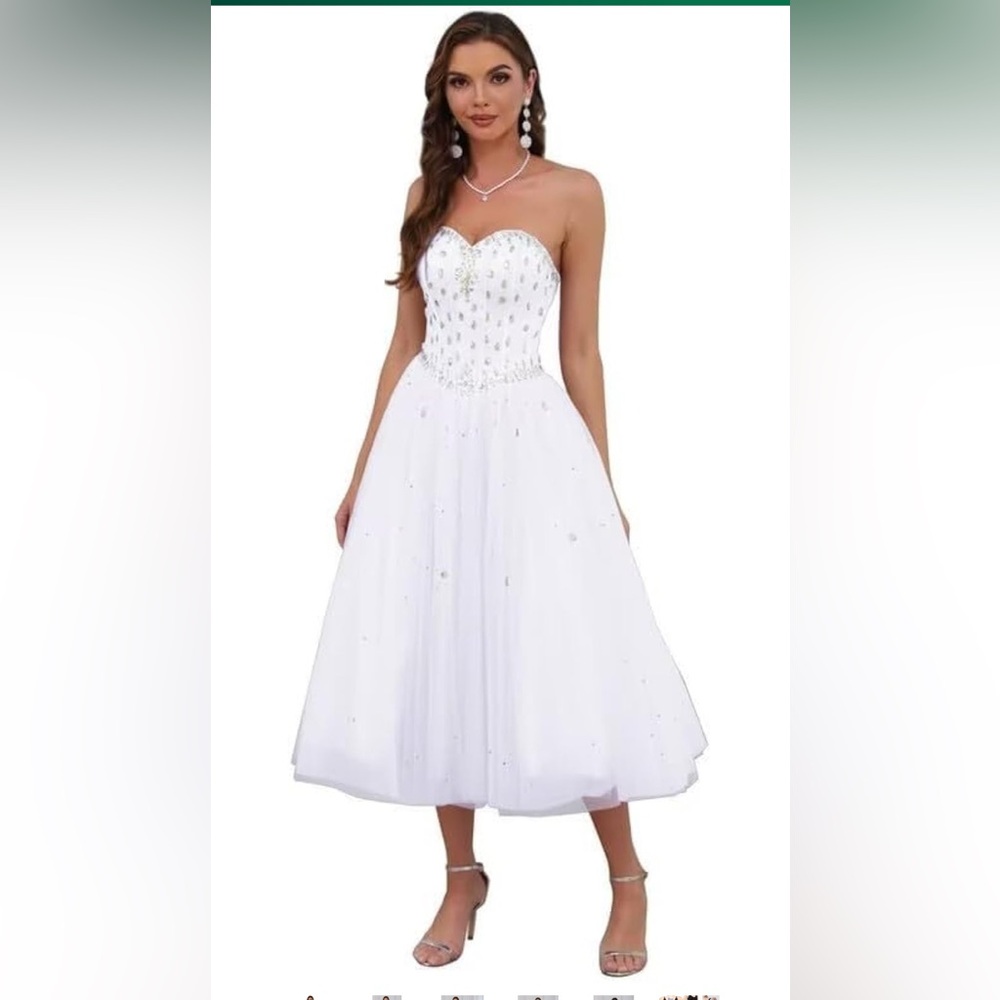 Elegant White Strapless Dress NWOT